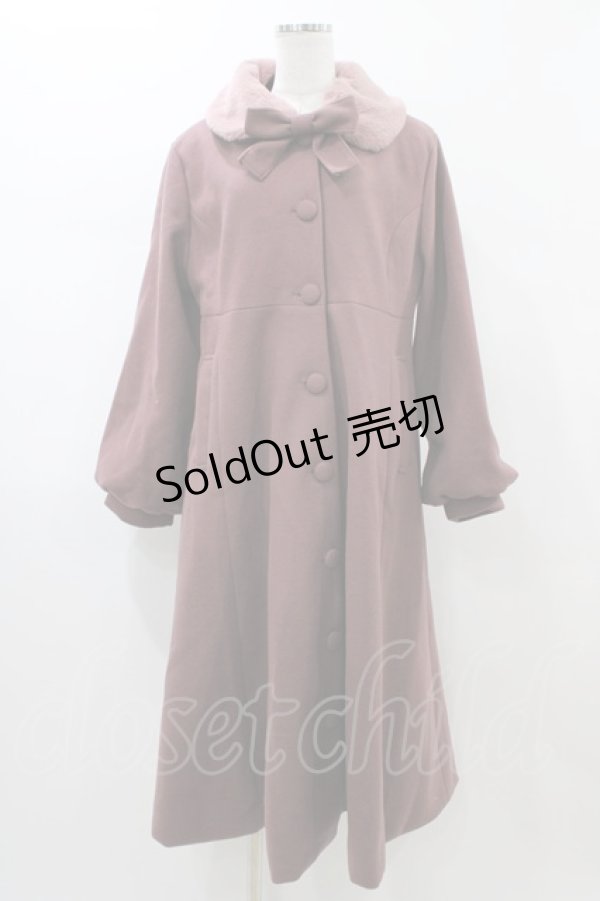 画像1: m petit by misako / AM*リボンコート 4L ダークピンク H-26-01-27-069-LO-CO-NS-ZH (1)