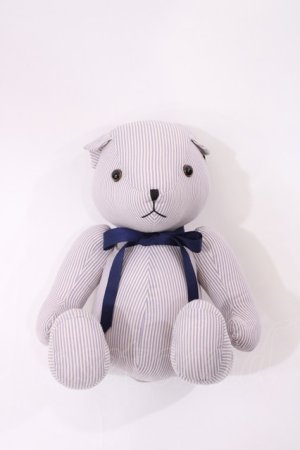 画像: F i.n.t / オリジナルテディベア  オフ/ブルーストライプ H-26-01-27-1001-CA-ZA-NS-ZH