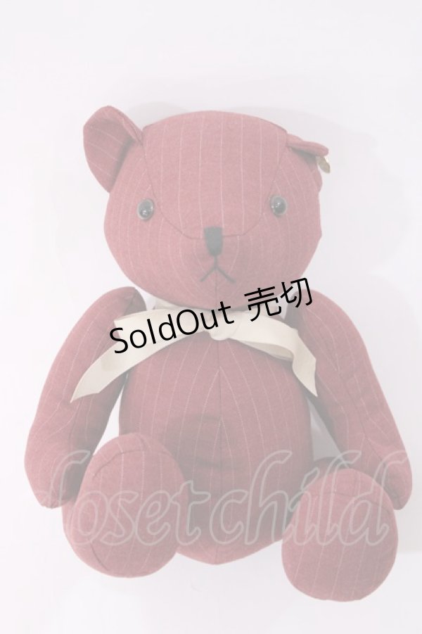 画像1: F i.n.t / オリジナルテディベア  レッド/グレーストライプ H-26-01-27-1011-CA-ZA-NS-ZH (1)