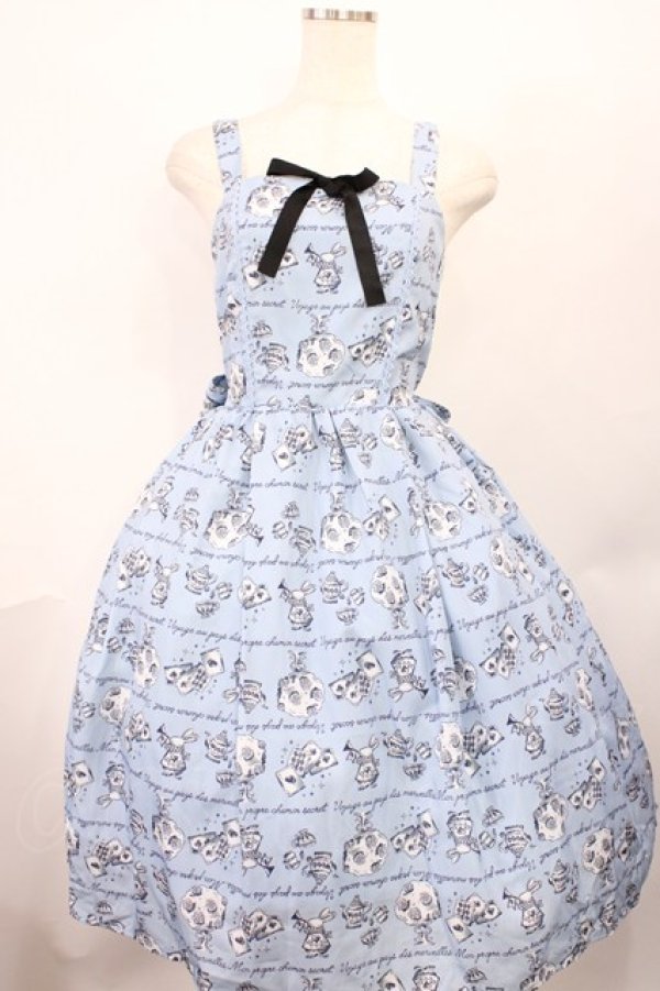 画像1: axes femme kawaii / アリス柄ワンピース M サックス H-26-01-27-1018-AX-OP-NS-ZH (1)