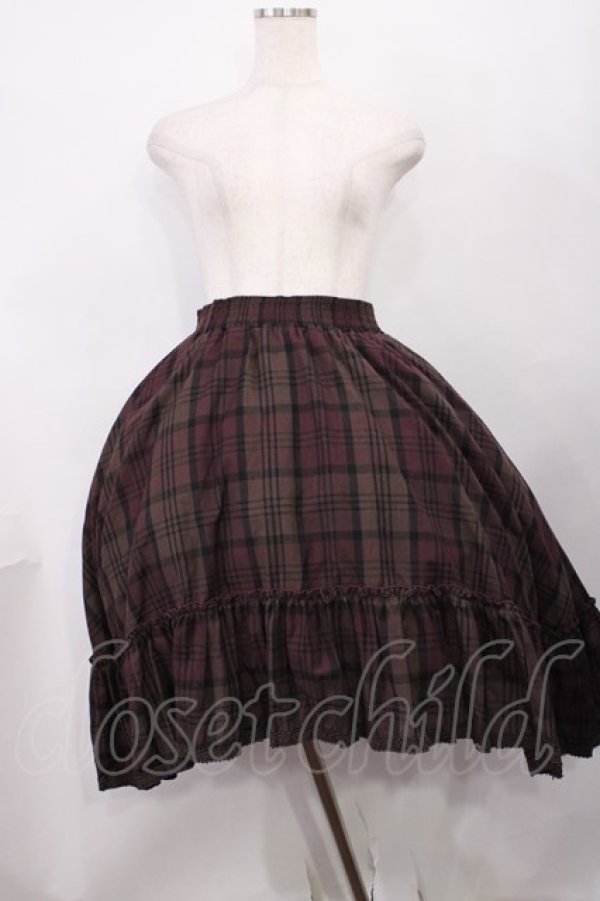 画像1: axes femme / チェック柄ミディスカート M ワイン H-26-01-27-1020-AX-SK-NS-ZH (1)