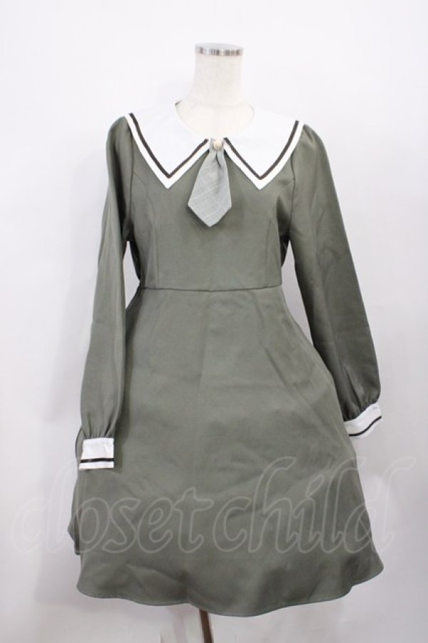画像1: Amavel / タイ付きセーラーワンピース Free カーキ H-26-01-27-1024-CA-OP-NS-ZH (1)