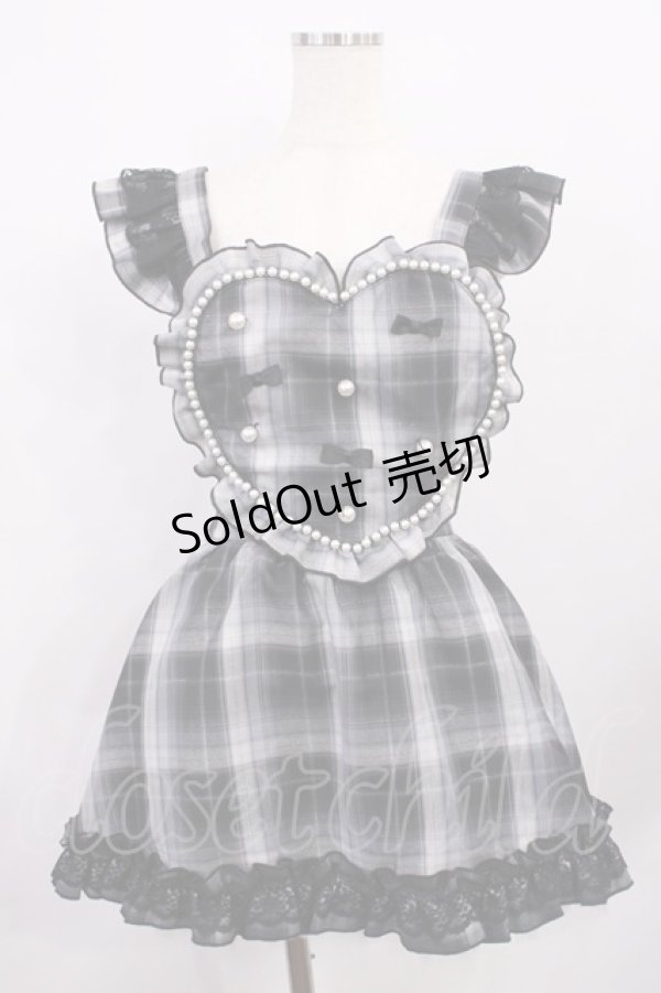画像1: Princess Melody / チェックパールハートエプロンジャンスカ Free ブラック H-26-01-27-1026-EL-OP-NS-ZH (1)