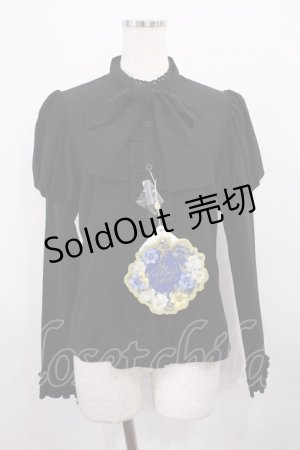 画像: Miss Point（海外ロリータブランド） / Classic Chocolat Stripe リボンタイブラウス M ブラック H-26-01-27-1034-EL-BL-NS-ZH