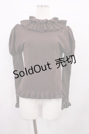 画像: Hoshibako Works / たっぷりフリルのパフスリーブニット Free ブラウン H-26-01-27-1035-LO-TO-NS-ZH