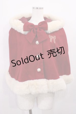 画像: axes femme kawaii / リボン柄刺繍ケープ M レッド H-26-01-27-1037-AX-JA-NS-ZH