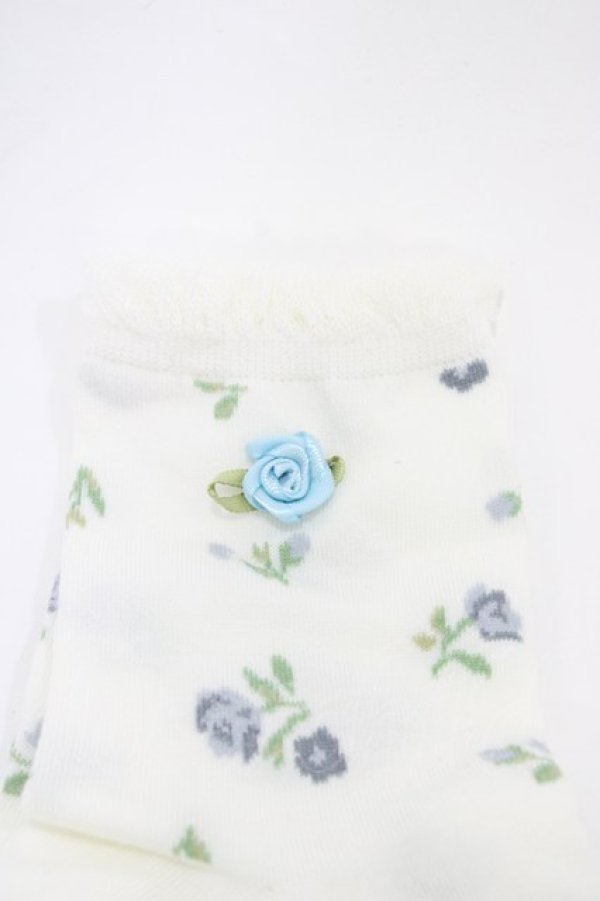 画像2: m petit by misako / ECAMCSバラモチーフ  オフ/ブルー H-26-01-27-027-LO-ZA-NS-ZH (2)