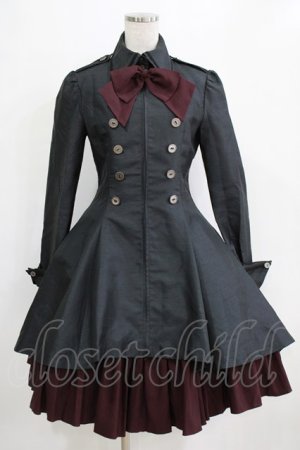 画像: ATELIER BOZ / ゼノディーンワンピースジャケット  ブラック×ボルドー H-26-01-28-001-EL-OP-KB-ZH