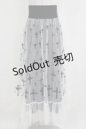 画像: Moi-meme-Moitie / 十字架フロッキーハイウエストスカート 9 ホワイト×ブラック H-26-01-28-029-MO-SK-KB-ZH