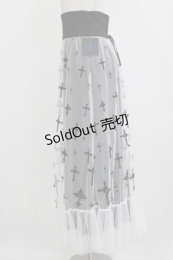 画像2: Moi-meme-Moitie / 十字架フロッキーハイウエストスカート 9 ホワイト×ブラック H-26-01-28-029-MO-SK-KB-ZH (2)