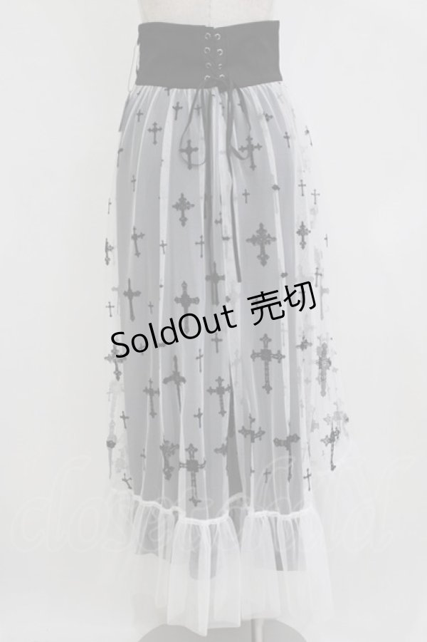 Moi-meme-Moitie / 十字架フロッキーハイウエストスカート 9 ホワイト