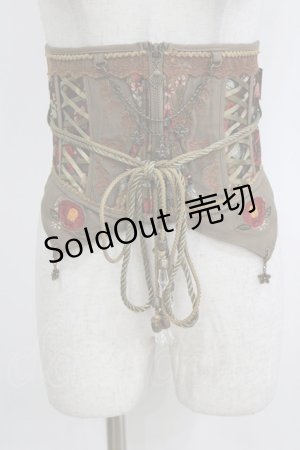 画像: Ozz oneste / 椿刺繍コルセット  カーキ H-26-01-28-031-OO-ZA-KB-ZH