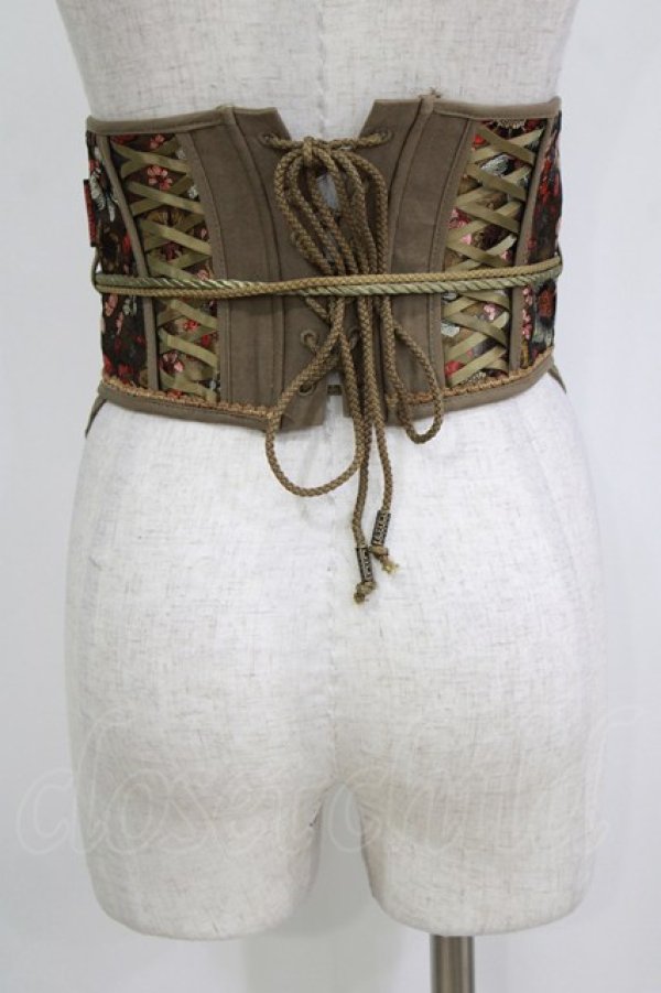 画像3: Ozz oneste / 椿刺繍コルセット  カーキ H-26-01-28-031-OO-ZA-KB-ZH (3)