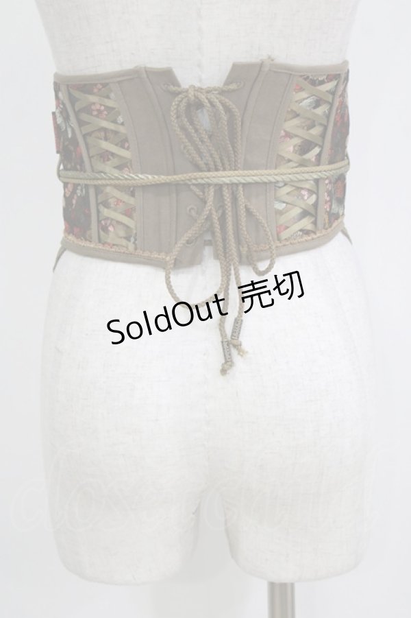 画像3: Ozz oneste / 椿刺繍コルセット  カーキ H-26-01-28-031-OO-ZA-KB-ZH (3)