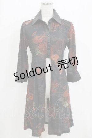 画像: Qutie Frash / 和柄オーバーブラウス  ブラック H-26-01-28-034-QU-BL-KB-ZH