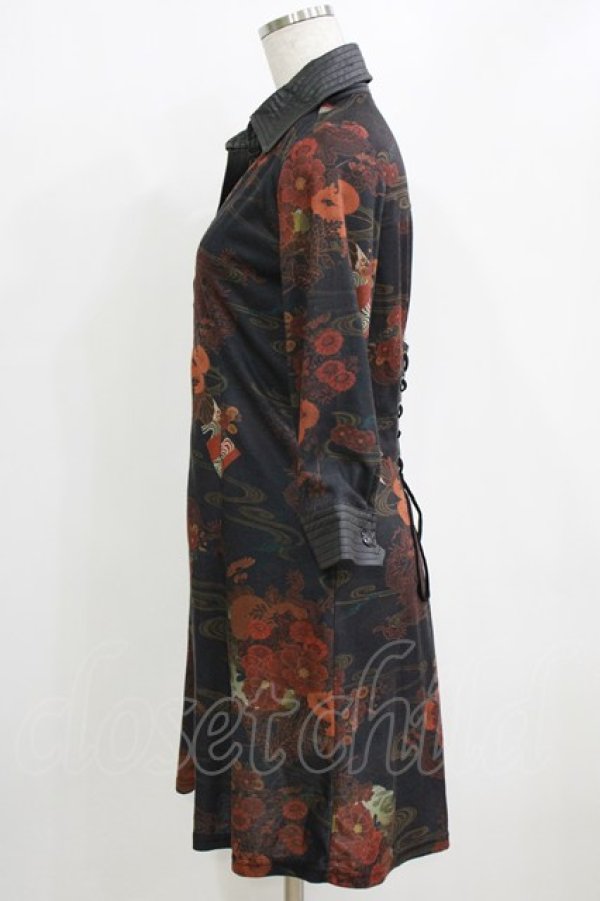 画像2: Qutie Frash / 和柄オーバーブラウス  ブラック H-26-01-28-034-QU-BL-KB-ZH (2)