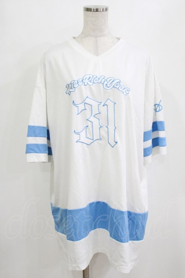 画像1: KRY CLOTHING / 「ICE」 オーバーサイズトップス  ホワイト×ブルー H-26-01-28-038-EL-TO-KB-ZH (1)