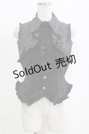 画像: MARBLE / フリルタイ付きコルセット風ブラウス  黒 H-26-01-28-041-GO-BL-AK-ZH