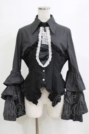 画像: MARBLE / レースネクタイ付コルセット風姫袖ブラウス  黒 H-26-01-28-042-GO-BL-AK-ZH