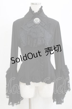 画像: MARBLE / デコラティブタイ付き姫袖ブラウス  黒 H-26-01-28-043-GO-BL-AK-ZH