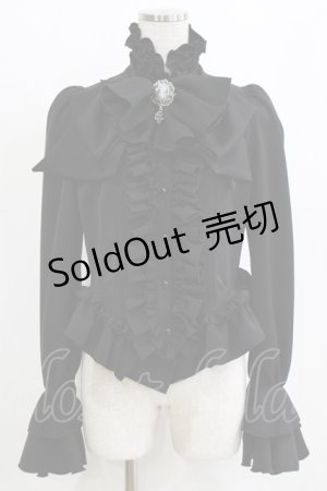 画像: MARBLE / カメオ付きリボンタイフリルブラウス  黒 H-26-01-28-045-GO-BL-AK-ZH