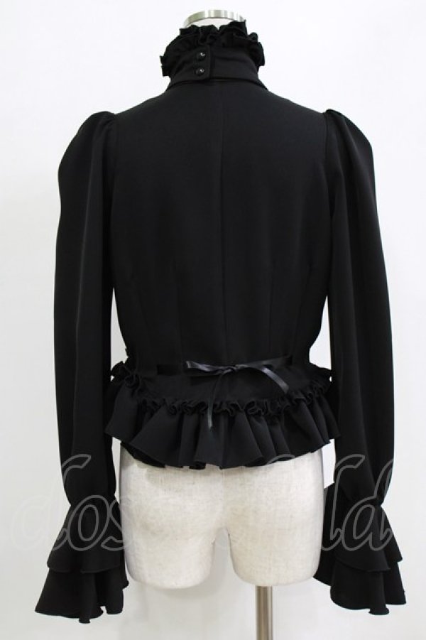 画像3: MARBLE / カメオ付きリボンタイフリルブラウス  黒 H-26-01-28-045-GO-BL-AK-ZH (3)