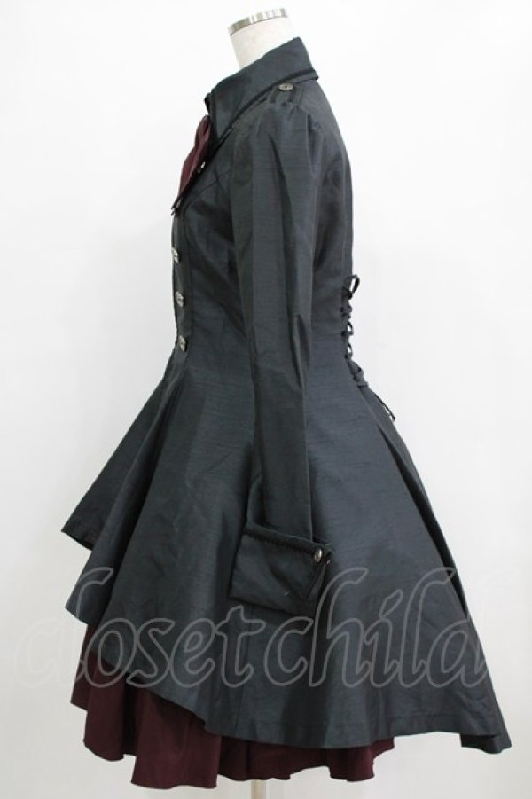 画像2: ATELIER BOZ / ゼノディーンワンピースジャケット  ブラック×ボルドー H-26-01-28-001-EL-OP-KB-ZH (2)