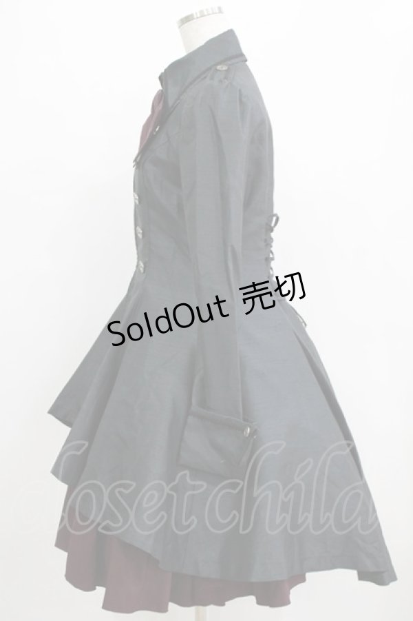 画像2: ATELIER BOZ / ゼノディーンワンピースジャケット  ブラック×ボルドー H-26-01-28-001-EL-OP-KB-ZH (2)