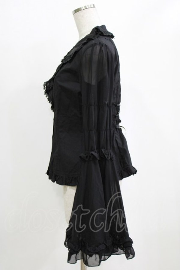 画像2: ATELIER PIERROT / 丸襟姫袖ブラウス  ブラック H-26-01-28-047-EL-BL-KB-ZH (2)