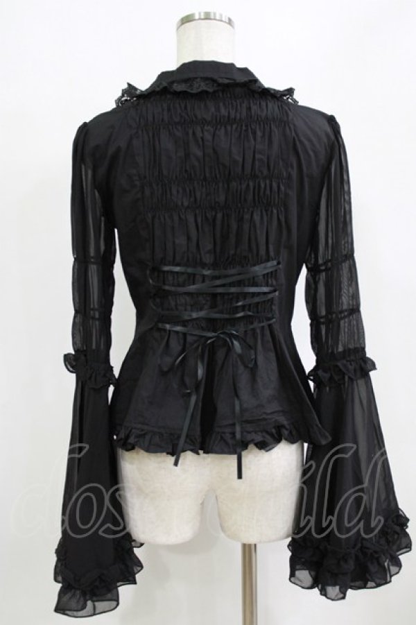 画像3: ATELIER PIERROT / 丸襟姫袖ブラウス  ブラック H-26-01-28-047-EL-BL-KB-ZH (3)