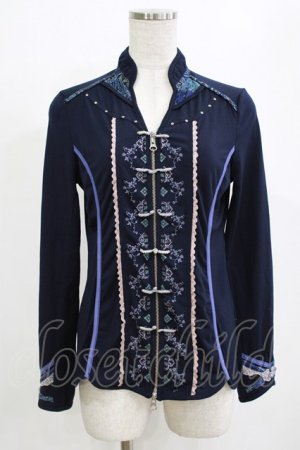 画像: Ozz oneste / チャイナZIPカーデ  ネイビー H-26-01-28-049-OO-TO-KB-ZH