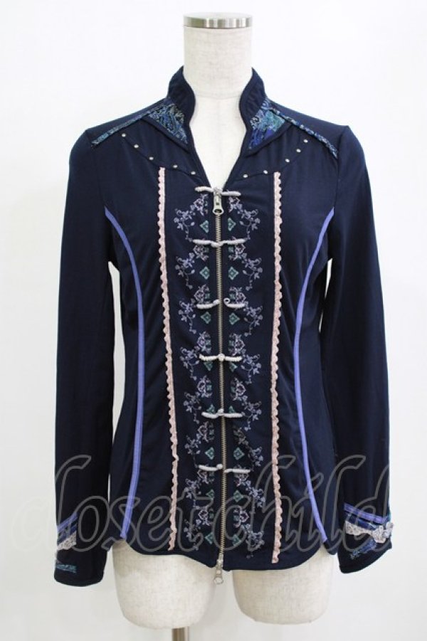 画像1: Ozz oneste / チャイナZIPカーデ  ネイビー H-26-01-28-049-OO-TO-KB-ZH (1)