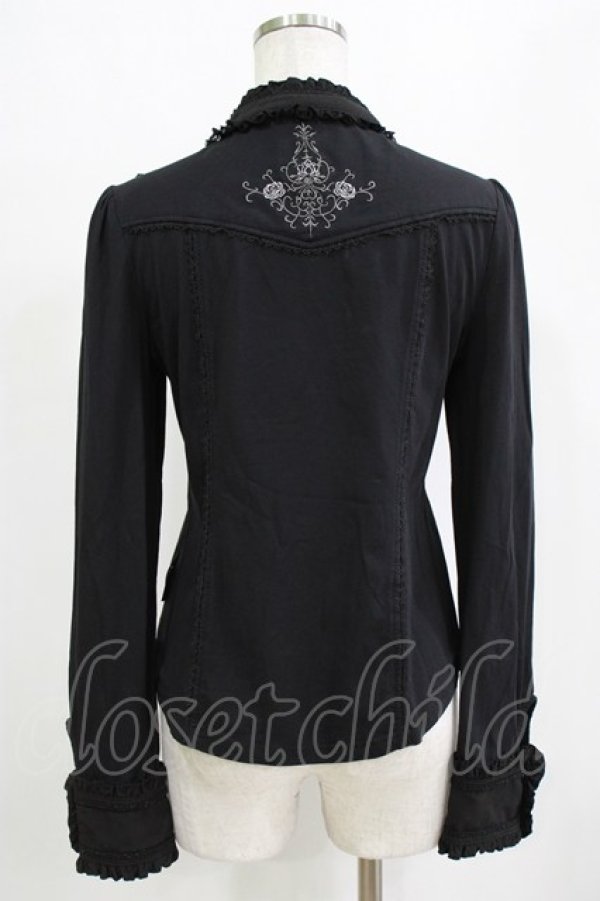 画像3: Ozz oneste / レースヨークスタンドカラーカットソー  ブラック H-26-01-28-050-OO-TO-KB-ZH (3)