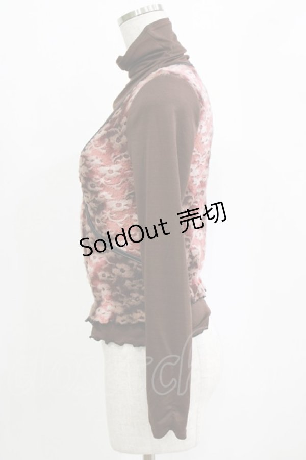 画像2: Ozz On / レイヤード風切替ハイネックトップス  ブラウン H-26-01-28-051-OO-TO-KB-ZH (2)