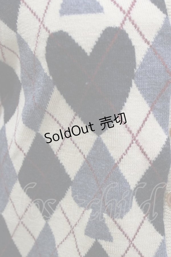 画像4: Jane Marple / トランプアーガイルニットカーディガン  ベージュ×グレー H-26-01-28-055-JM-TO-KB-ZH (4)