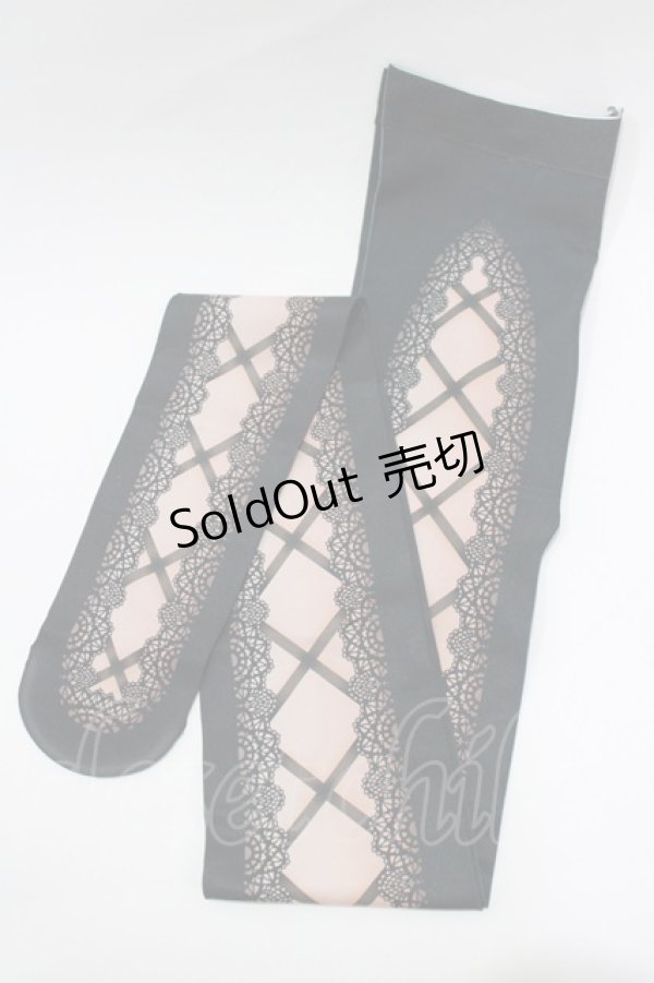 画像1: abilletage / corset tights【Lace up】  ブラック H-26-01-28-068-GO-ZA-KB-ZH (1)