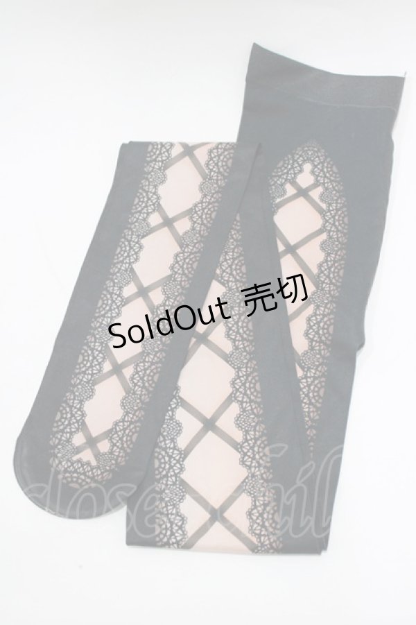 画像1: abilletage / corset tights【Lace up】  ブラック H-26-01-28-070-GO-ZA-KB-ZH (1)