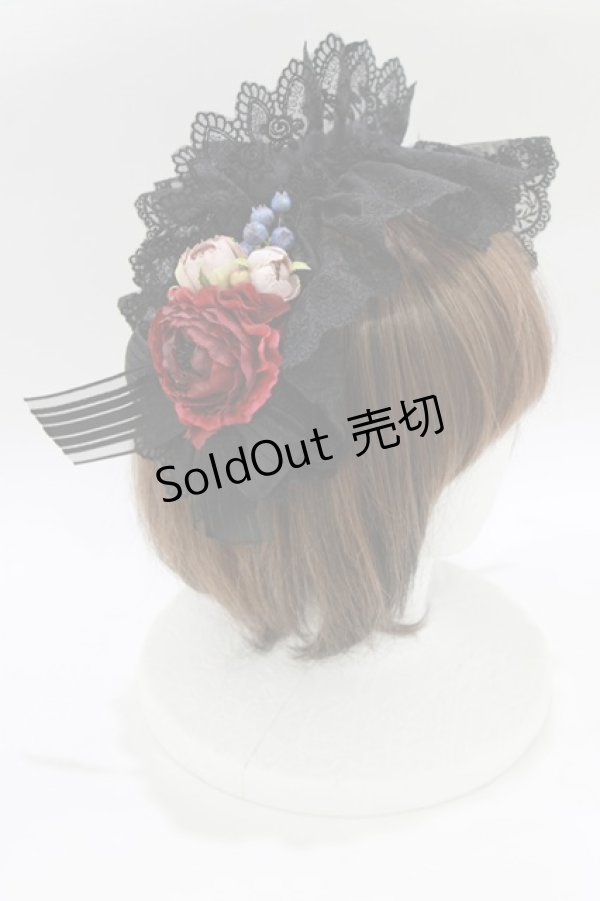 画像2: Anges et Demons / コサージュレースカチューシャ  ブラック H-26-01-28-075-GO-AC-KB-ZH (2)