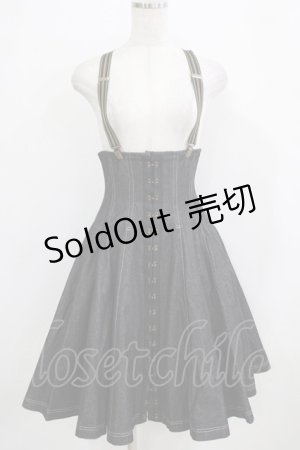 画像: EXCENTRIQUE / サスペンダー付デニム・コルセットスカート M/L ブラック H-26-01-28-007-EL-SK-KB-ZH