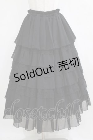 画像: MARBLE / 【パニエ別タイプ】総フリルレースロングボリュームドレススカート  黒 H-26-01-28-008-GO-SK-AK-ZH