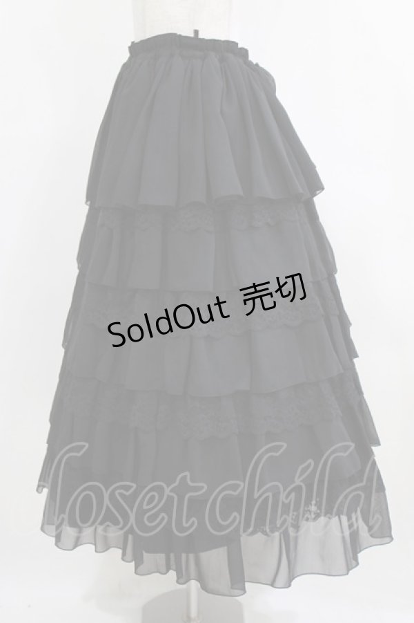画像2: MARBLE / 【パニエ別タイプ】総フリルレースロングボリュームドレススカート  黒 H-26-01-28-008-GO-SK-AK-ZH (2)
