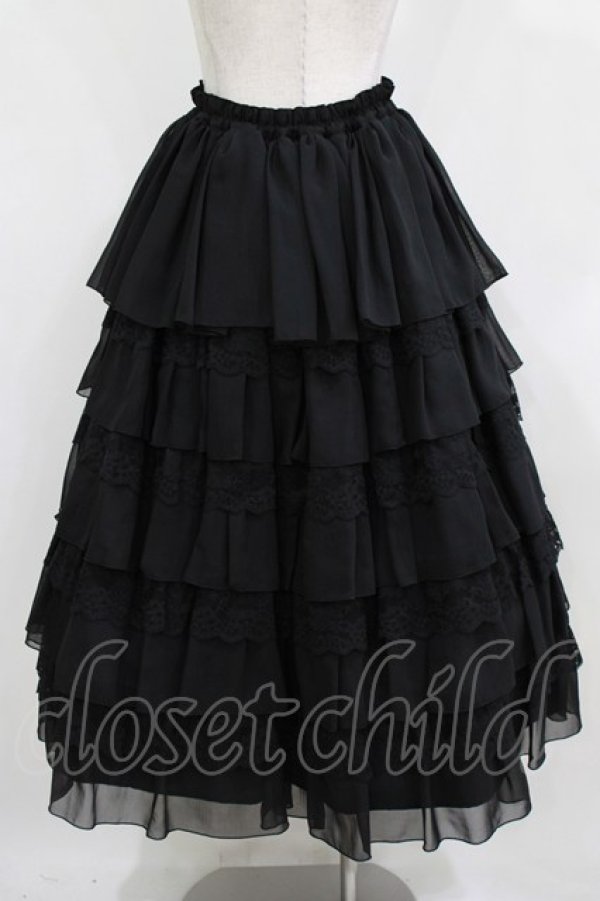画像3: MARBLE / 【パニエ別タイプ】総フリルレースロングボリュームドレススカート  黒 H-26-01-28-008-GO-SK-AK-ZH (3)