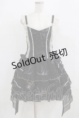 画像: FRILL / サイドリボンジャンパースカート  ブラック H-26-01-28-009-HN-OP-KB-ZH