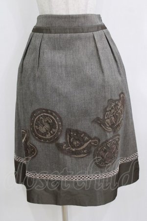 画像: Jane Marple / ティーポットデコパージュミドルスカート  ブラウン H-26-01-28-017-JM-SK-KB-ZH