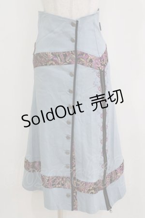 画像: Ozz oneste / ジャガード切替ロングスカート  ライトブルー H-26-01-28-019-OO-SK-KB-ZH