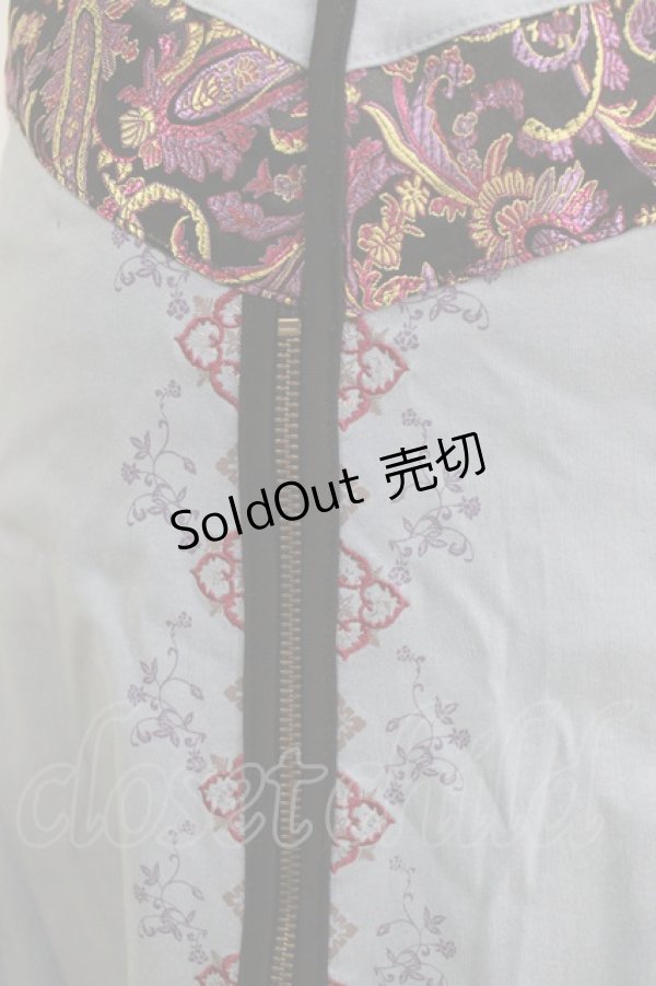 画像4: Ozz oneste / ジャガード切替ロングスカート  ライトブルー H-26-01-28-019-OO-SK-KB-ZH (4)