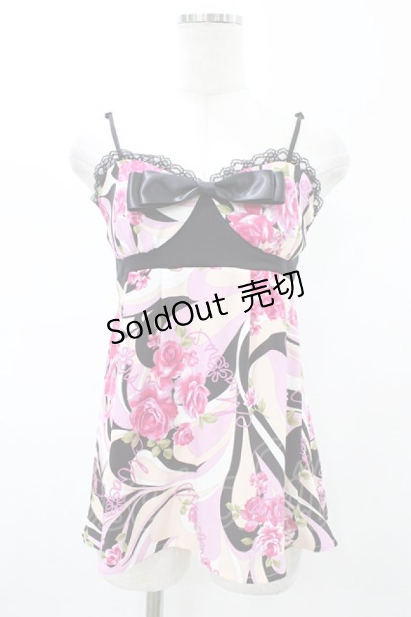 画像1: MA*RS / 幾何学バラ柄キャミソール Free ブラック H-26-01-29-039-EL-TO-NS-ZH (1)