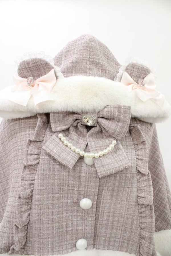 画像3: Ank Rouge / くまちゃんキラキラツイードポンチョ M ピンク H-26-01-29-041-CA-JA-NS-ZH (3)