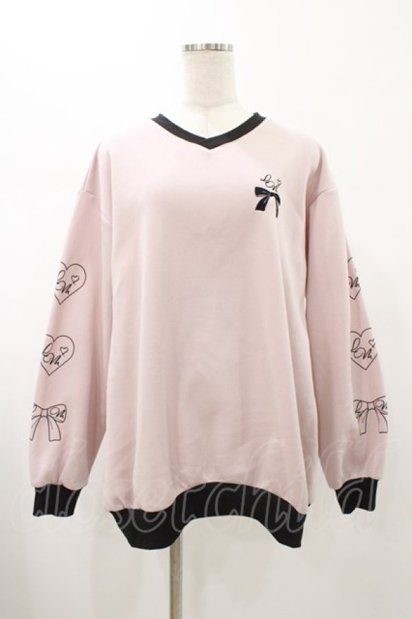 画像1: LilyMerry / もえにゃ/Vネックプルオーバー M ピンク H-26-01-29-042-0-TO-NS-ZH (1)