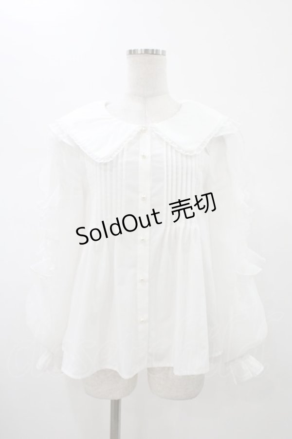 画像1: mellfy memory / Love ribbon collar ブラウス M オフ H-26-01-29-045-0-BL-NS-ZH (1)